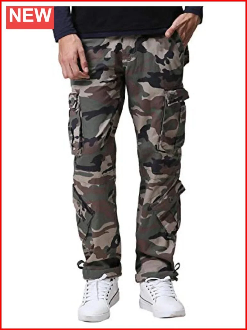 Men's Cargo Pants Straight Leg Relaxed Fit 8 Pockets Cotton Twill